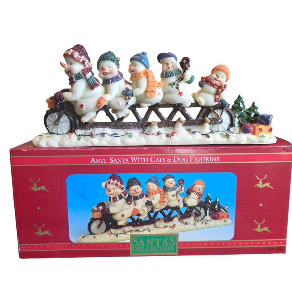 Santa’s Collection Snowman Family Tandem Bicycle Figurine Christmas Holiday 10"L